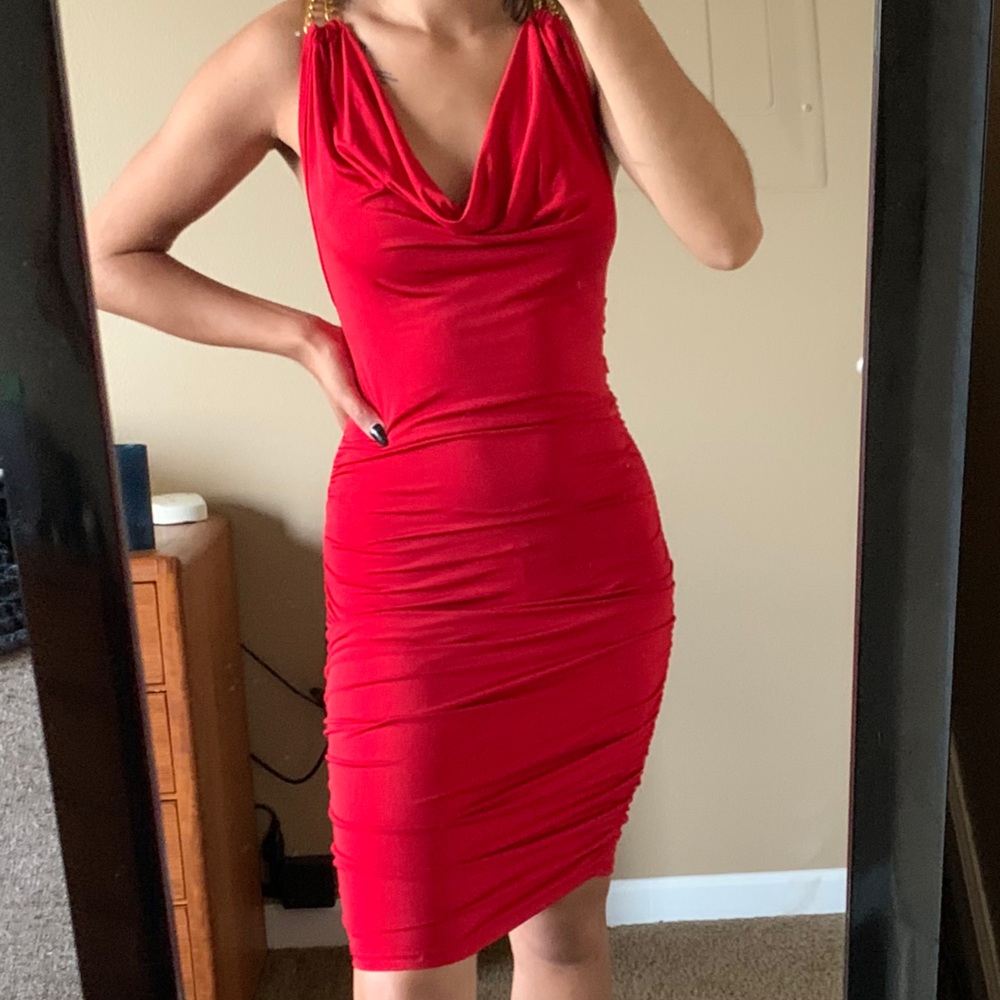 Red Gold Chain Dress